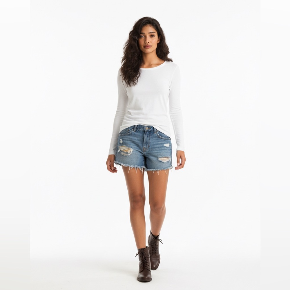 rag & bone Light Blue Distressed Jean Shorts